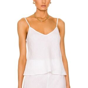 enza costa 100% french linen bias camisole in white